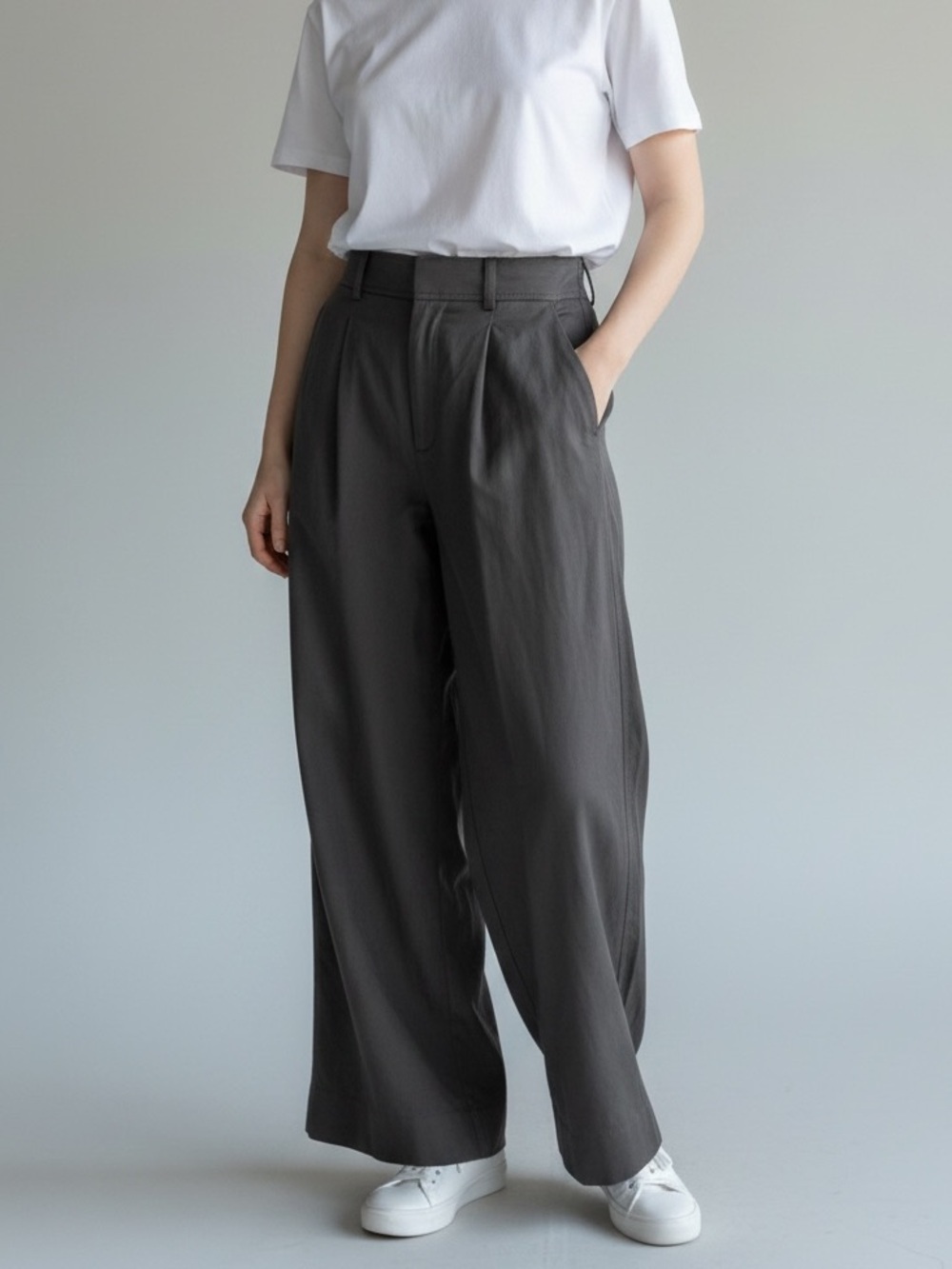 Everlane dark gray/charcoal Pleated Pants Lyocell & Cotton Blend Size OS